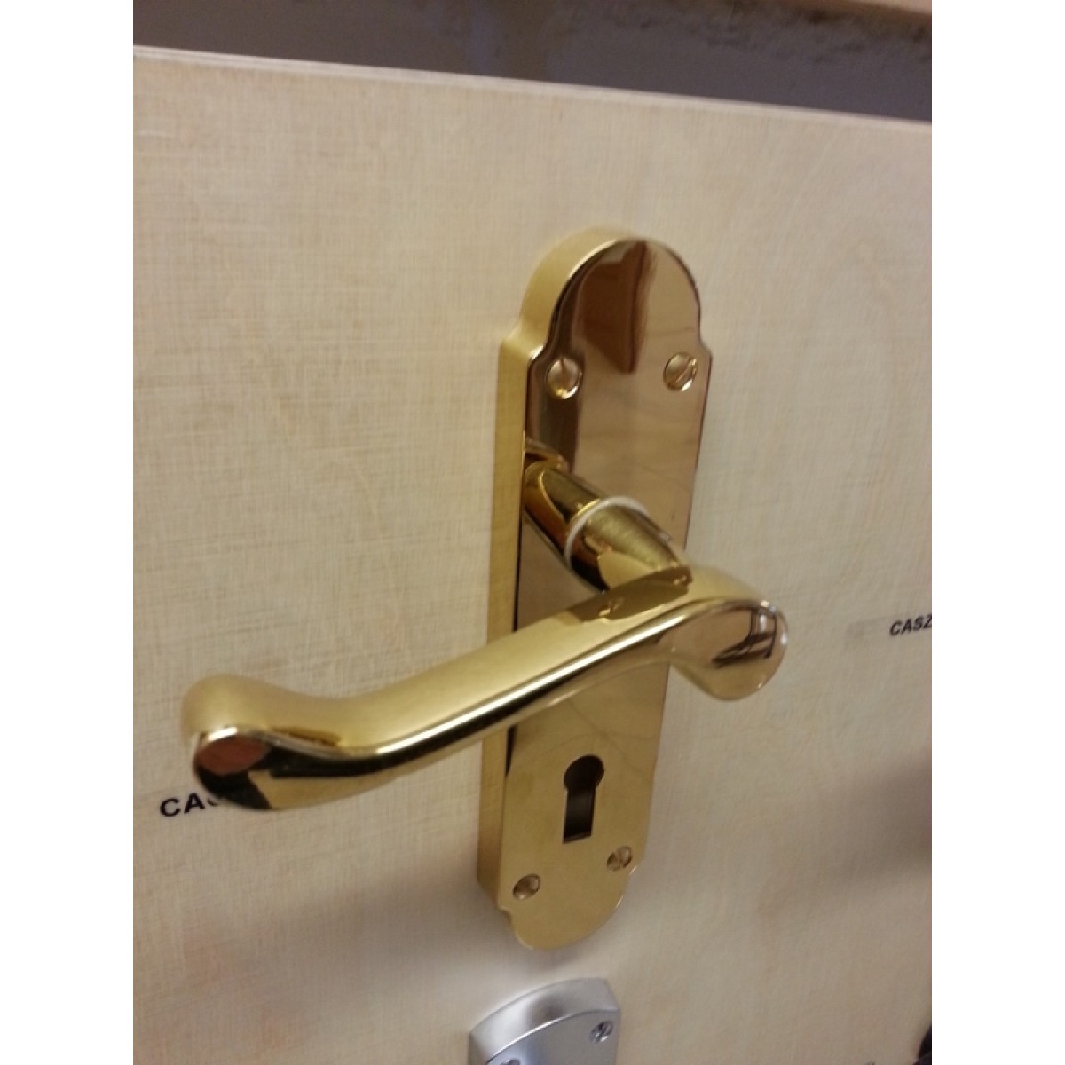 Brass Door Handle, Lock & Hinges Set